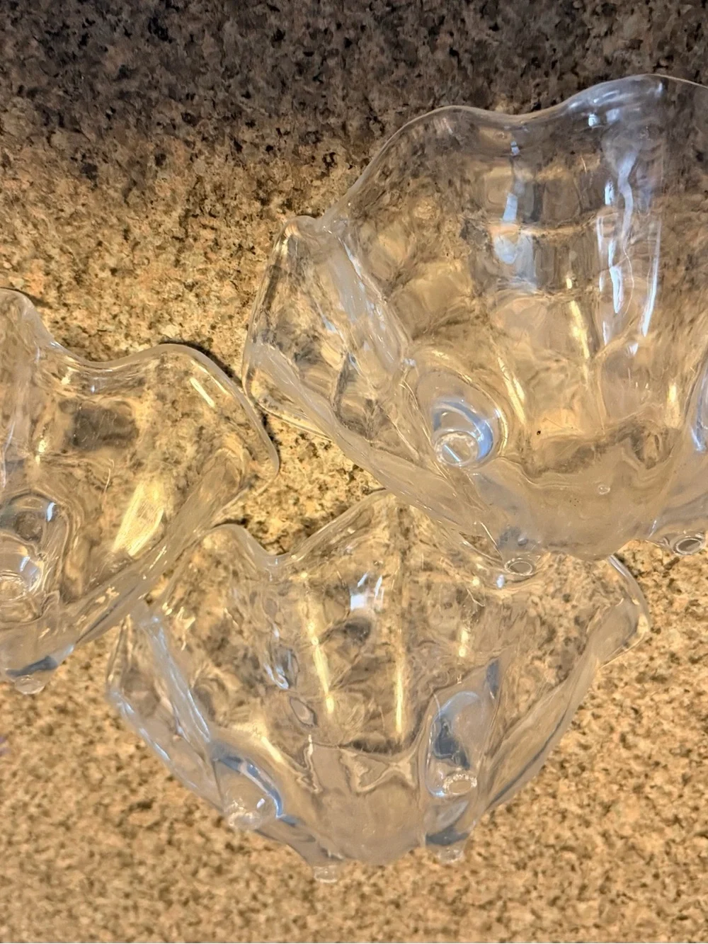 Vintage Lucite Acrylic Clear Shell Footed Serving Set-4 Pieces